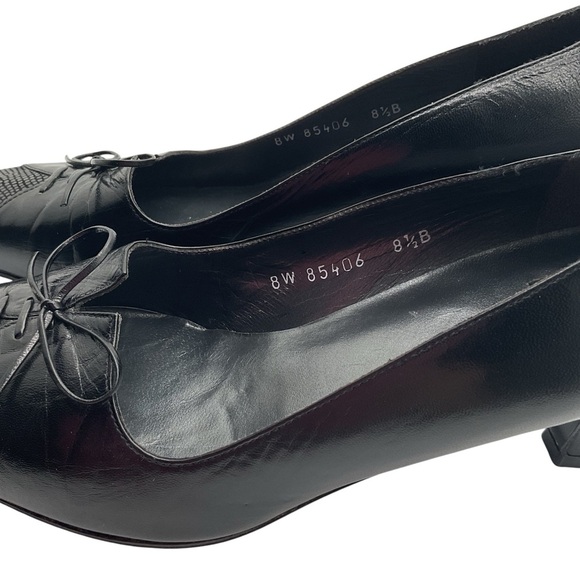 Stuart Weitzman Shoes | Black Leather Lace Up‎ Kitten Heels Pumps size 8B - Picture 6 of 10